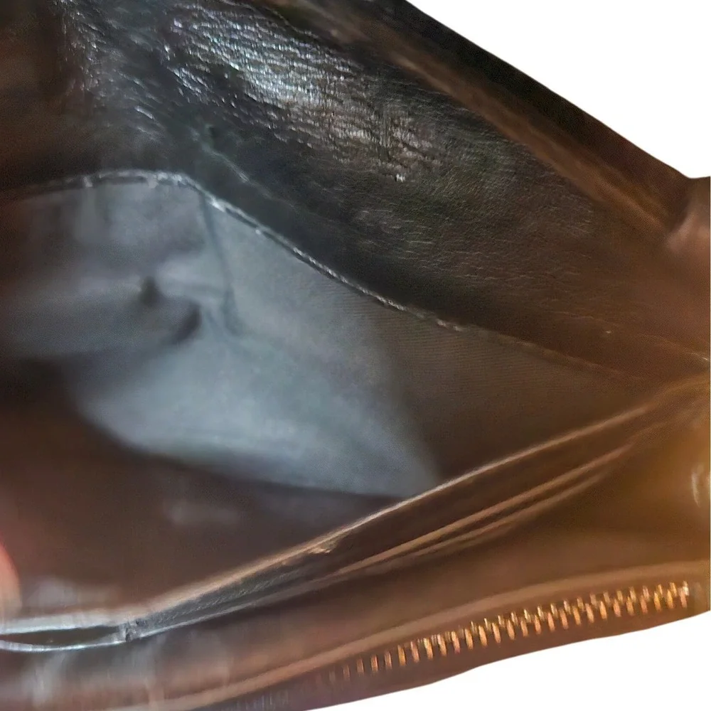 Coach Embossed Croc Leather Wallet Crossbody – Black Convertible Clutch - Picture 6 of 8